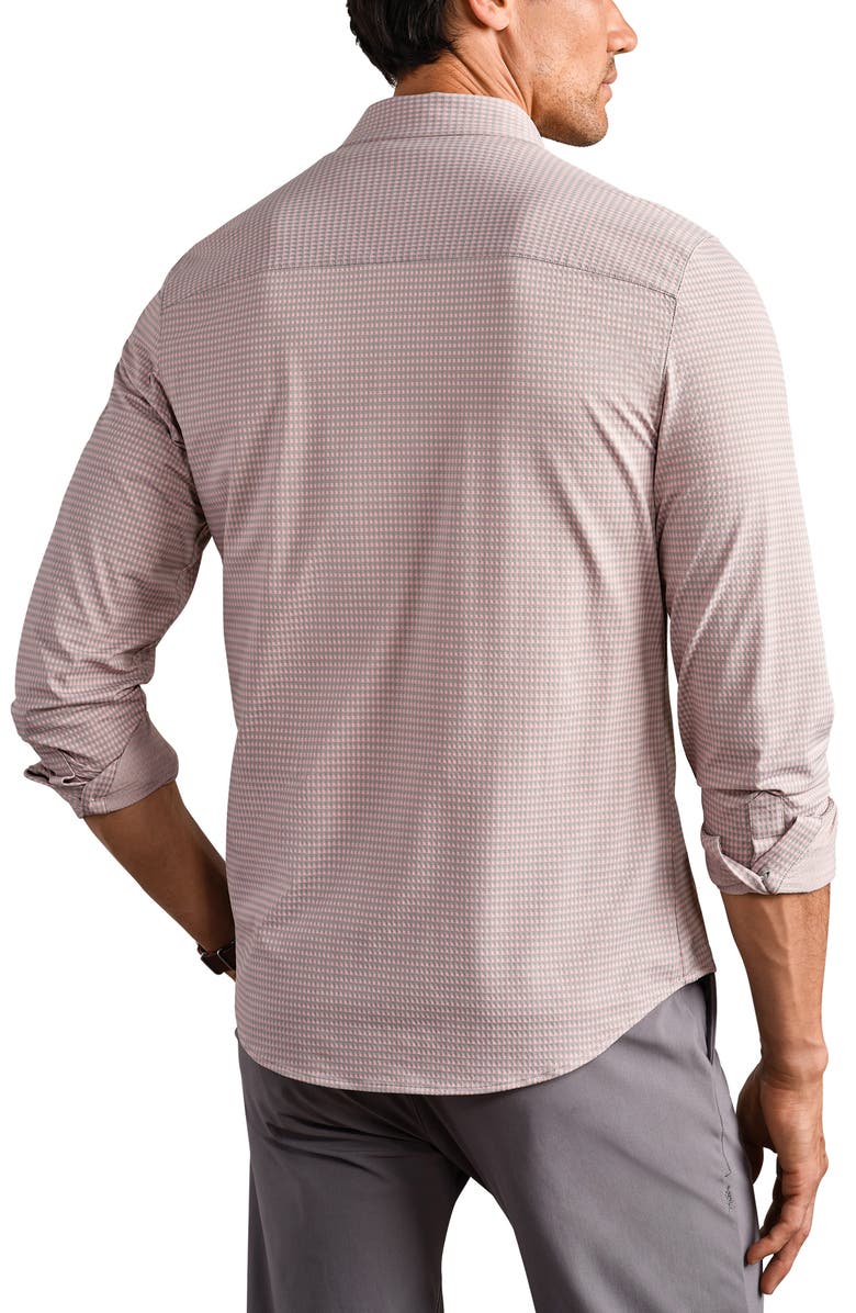 Rhone Commuter Slim Fit Gingham Check Performance Button-Up Shirt, Alternate, color, Pink/ Sleet Gray Gingham