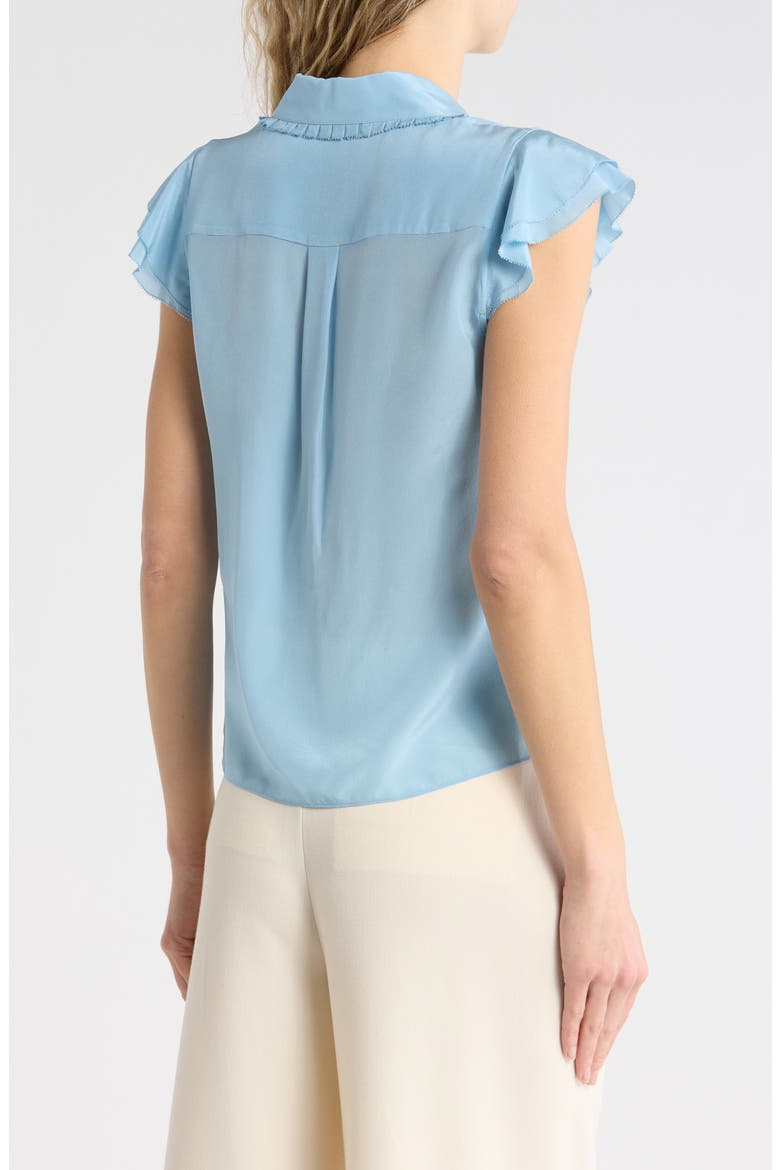 Martel Flutter Sleeve Silk Button-Up Top, Alternate, color, MINERAL BLUE