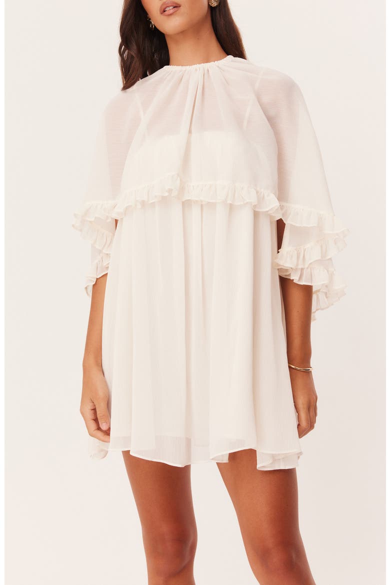 Laurie Cape Minidress, Alternate, color, OFF WHITE
