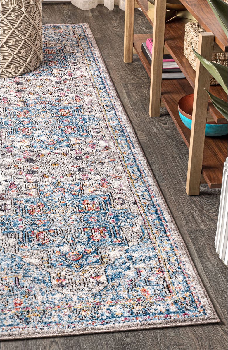 JONATHAN Y Manisa Vintage Medallion Area Rug, Alternate, color, Ivory/Peacock Blue/Coral