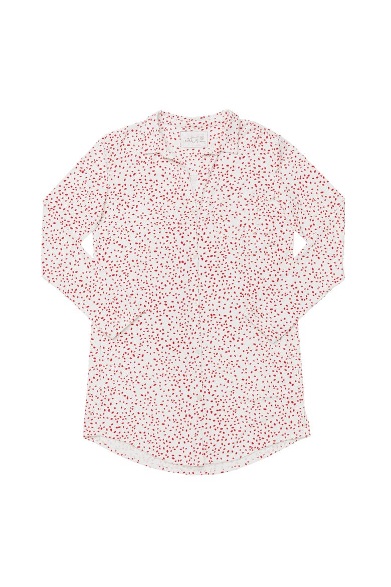 Confetti Dot Pima Knit Night Shirt, Alternate, color, Confetti Dot White/Red
