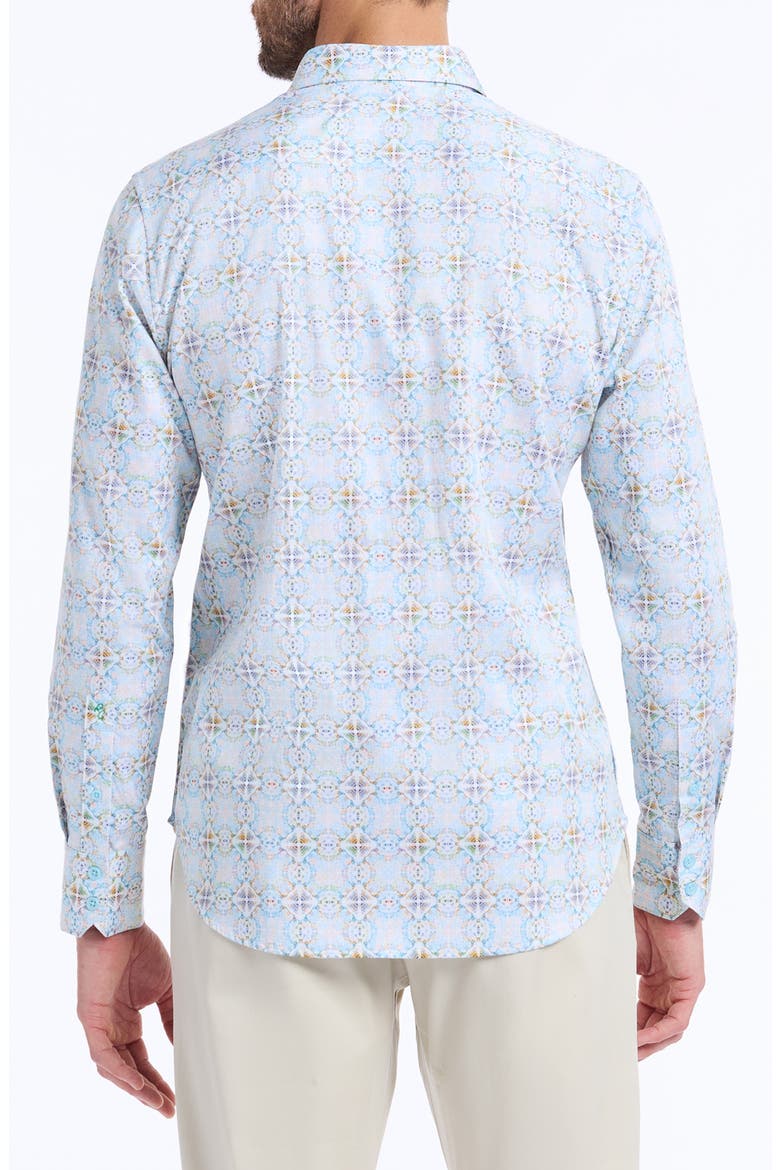 Runnymede Stretch Cotton Button-Up Shirt, Alternate, color, BLUE MULTI