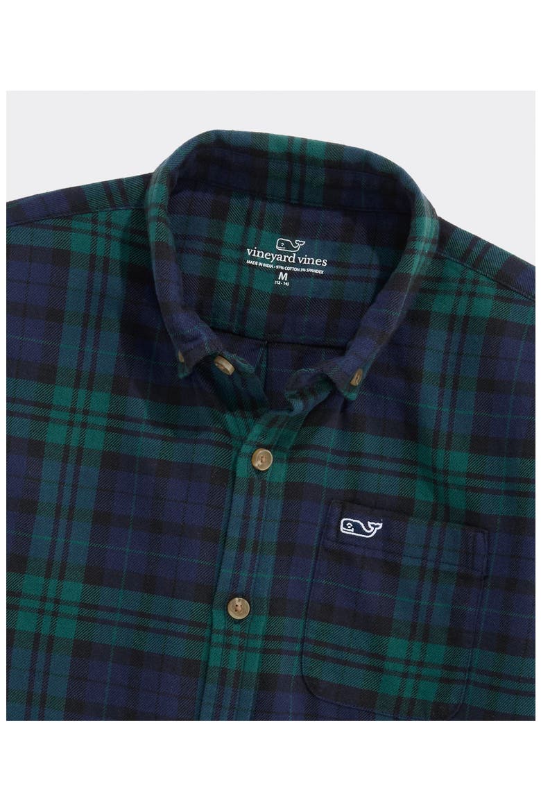 Kids' Blackwatch Plaid Flannel Shirt, Alternate, color, JET BLACK BLACKWATCH