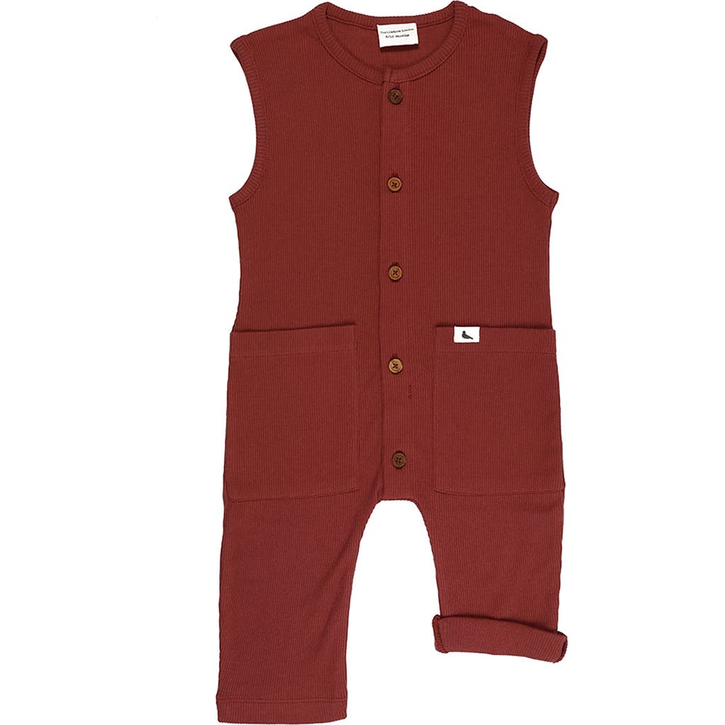 Turtledove London Kids Organic Cotton Rib Romper In Red
