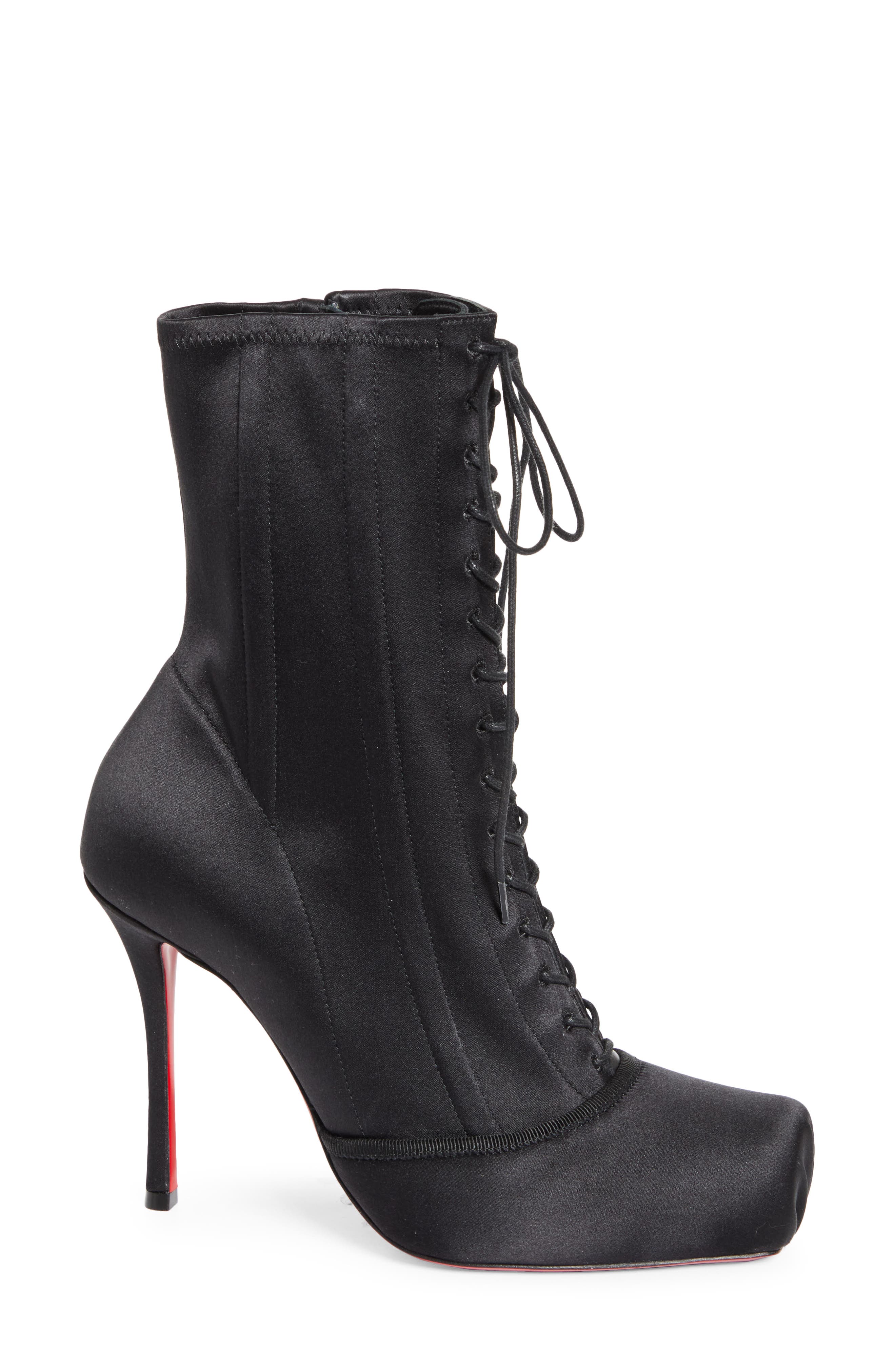 Christian Louboutin Cassia Pavlova Lace-Up Bootie, Alternate, color, Black