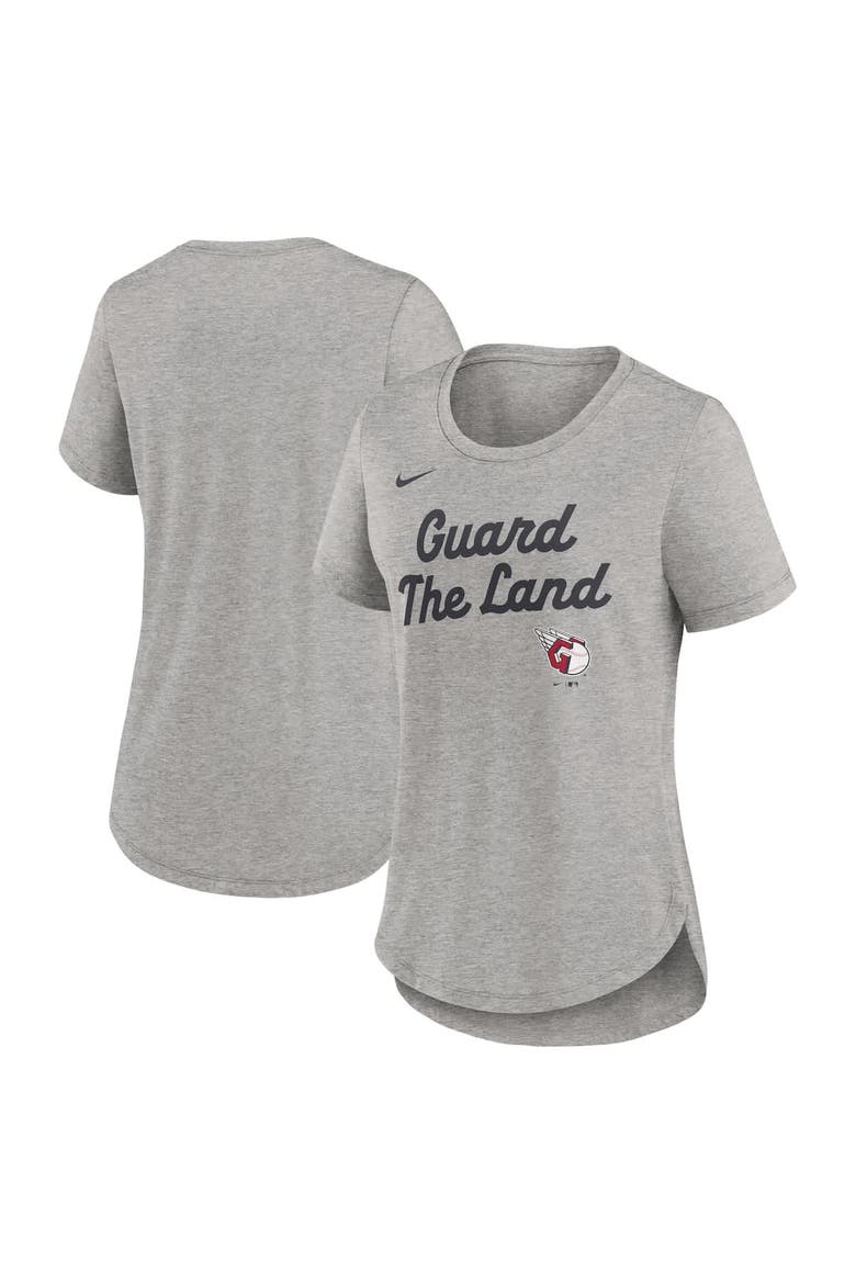 Women's Nike Heather Gray Cleveland Guardians Script Tri-Blend T-Shirt, Alternate, color, Heather Gray