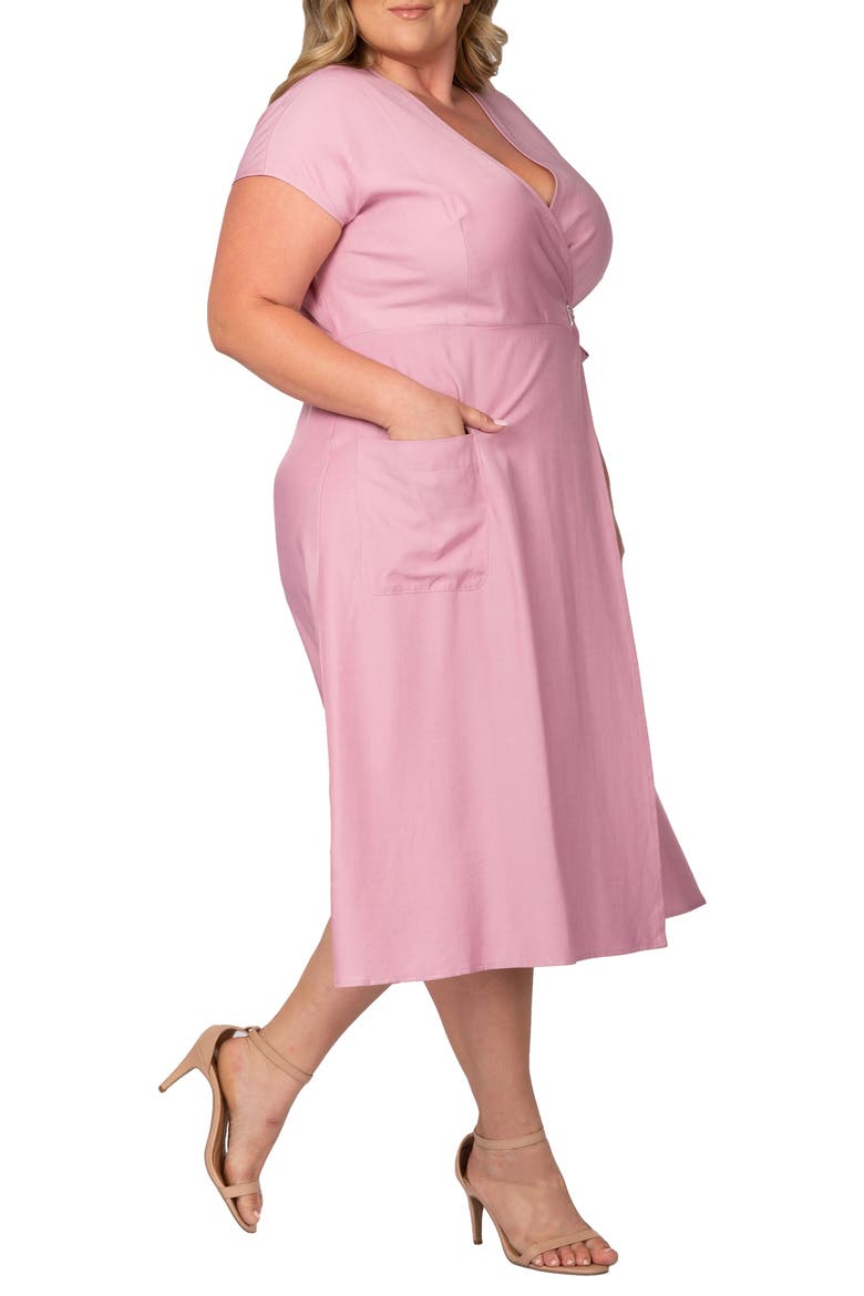 Midi Wrap Dress, Alternate, color, MAUVE