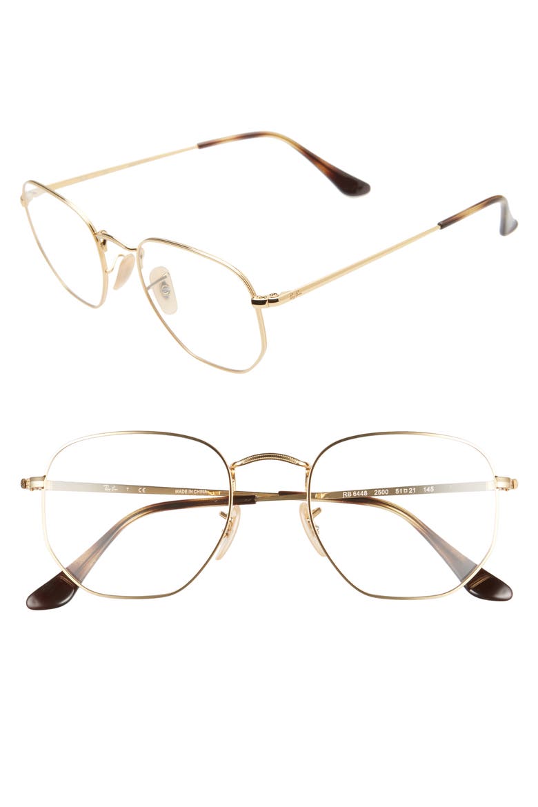51mm Round Optical Glasses, Main, color, GOLD