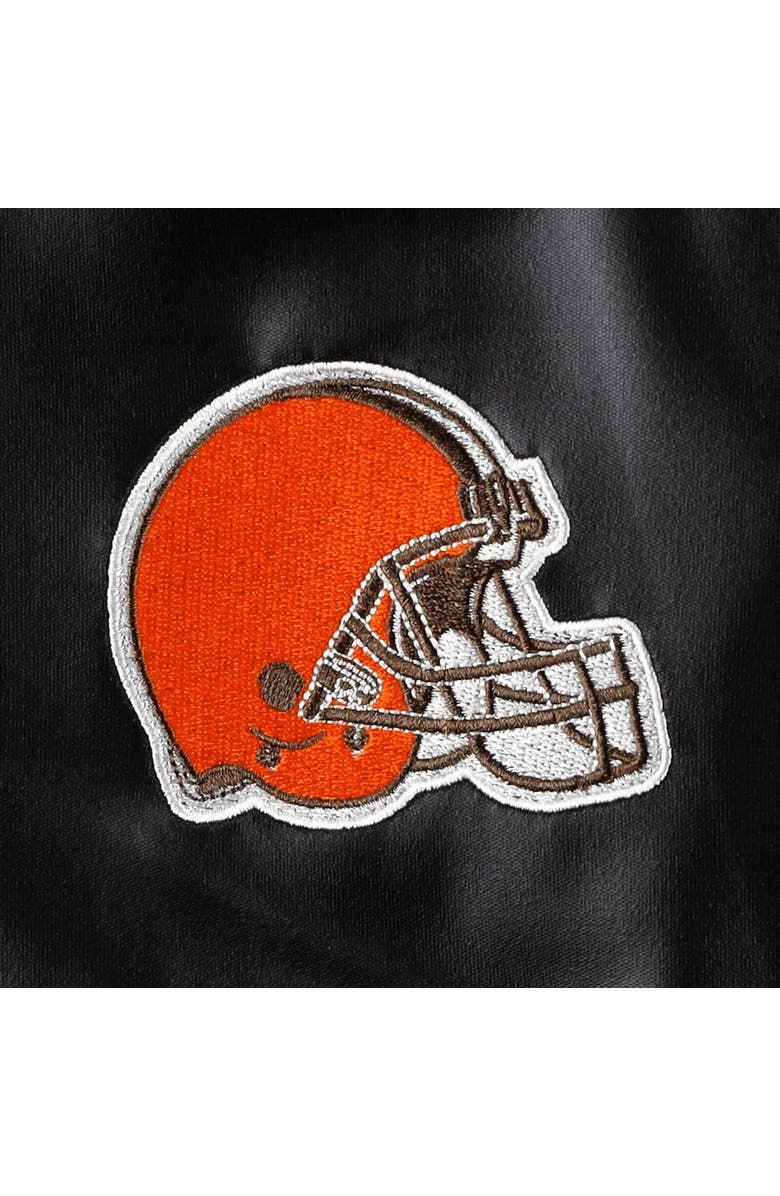 THE WILD COLLECTIVE Men's The Wild Collective Black Cleveland Browns Metallic Bomber Full-Snap Jacket, Alternate, color, Black