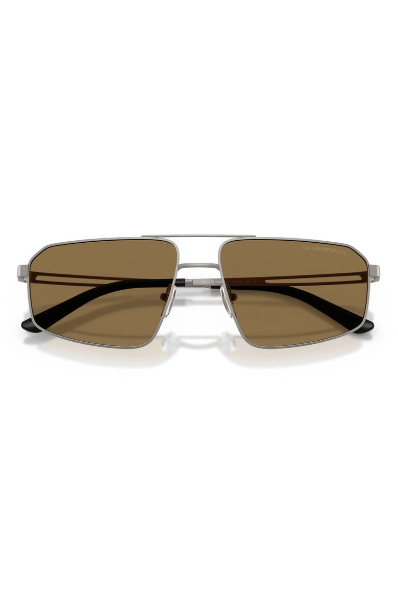 Emporio Armani 59mm Aviator Sunglasses, Alternate, color, Matte Gunmetal / Dark Brown