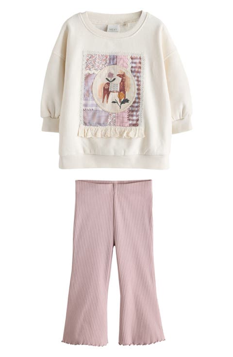 Kids' Patchwork Sweatshirt & Flare Leggings Set