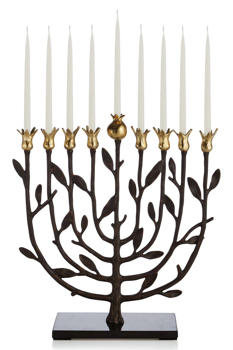 'Pomegranate' Menorah, Main, color, METALLIC GOLD