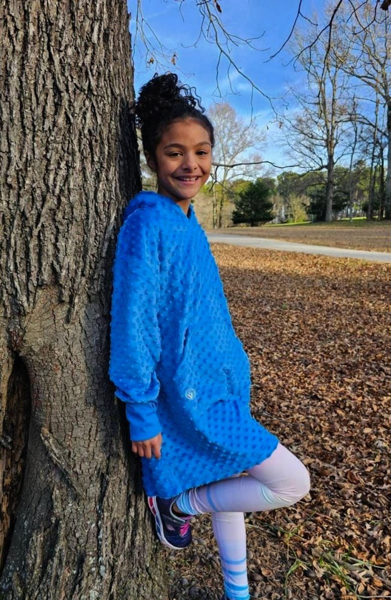 Limeapple Minky Bubble Oversized Hoodie Big Kid, Alternate, color, Blue