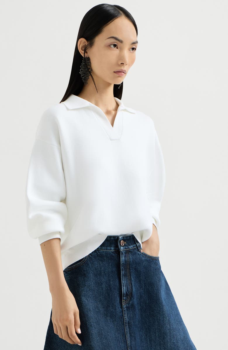 Brunello Cucinelli Double knit polo shirt, Alternate, color, White