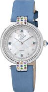 GV2 GEVRIL Women's Matera Gemstone Diamond Suede Strap Watch, 35mm - 0.038 ctw