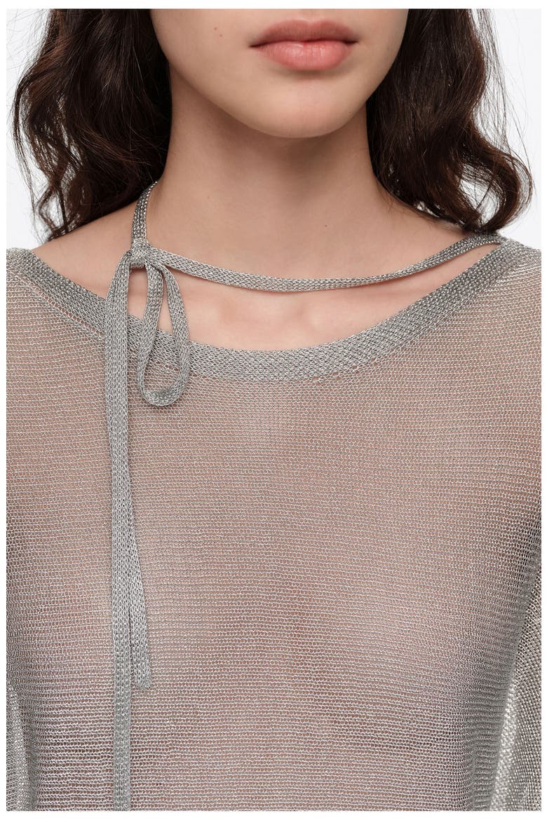 Crossover Ties Sweater, Alternate, color, SILVER