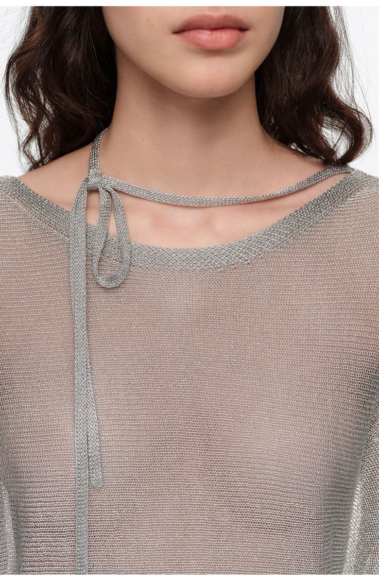 Bimba y Lola Crossover Ties Sweater, Alternate, color, Silver