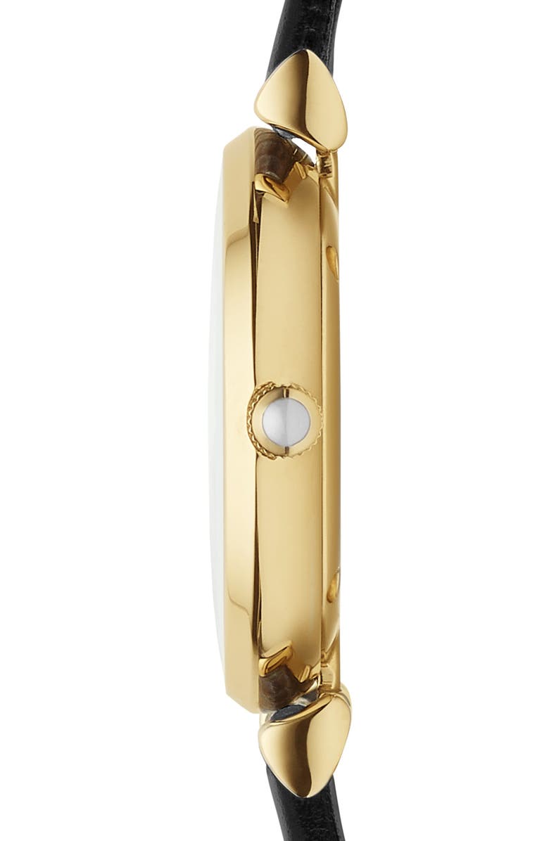 Emporio Armani Leather Strap Watch, 32mm, Alternate, color, Black/ Gold