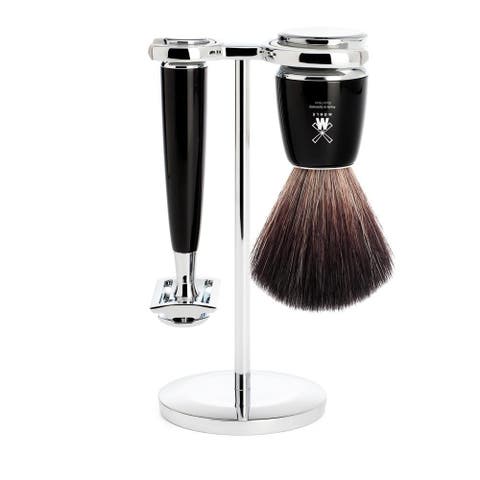 Rytmo Black 3-Piece Black Fiber & Safety Razor Shaving Set