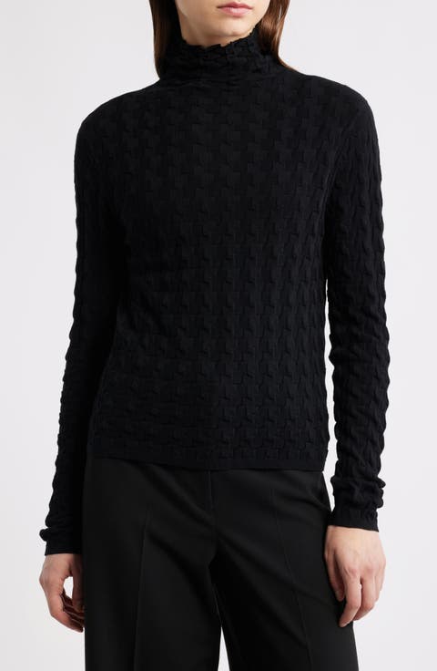 3-D Cotton Turtleneck