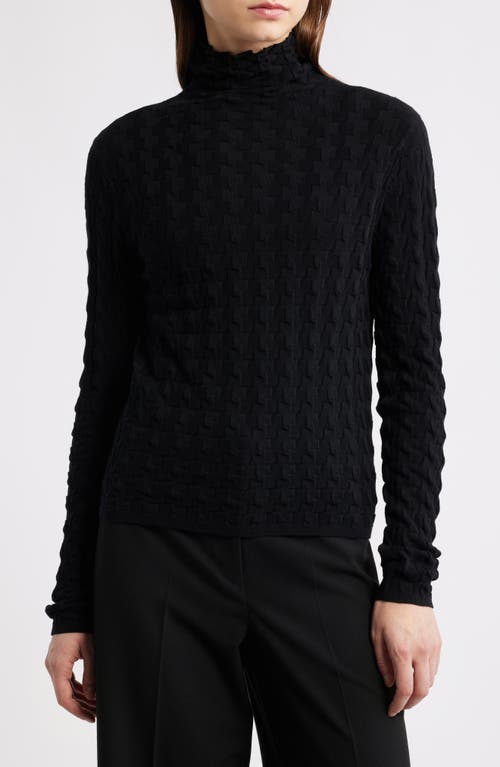 Margaret O'leary 3-d Cotton Turtleneck In Black