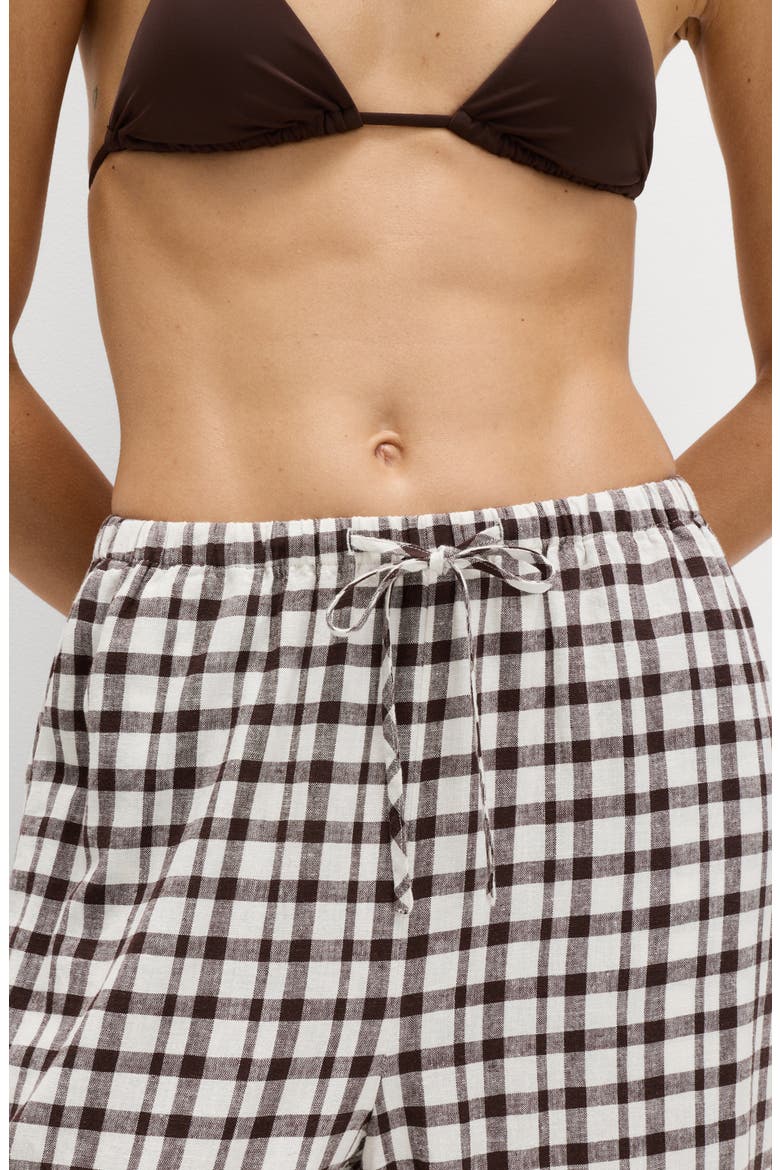 Gingham Straight Leg Pants, Alternate, color, BROWN/ MULTI