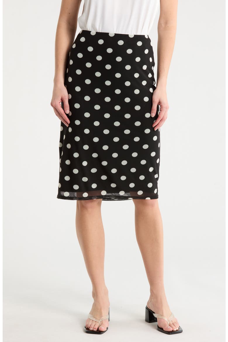 Polka Dot Midi Skirt, Main, color, BLACK POLKA DOT