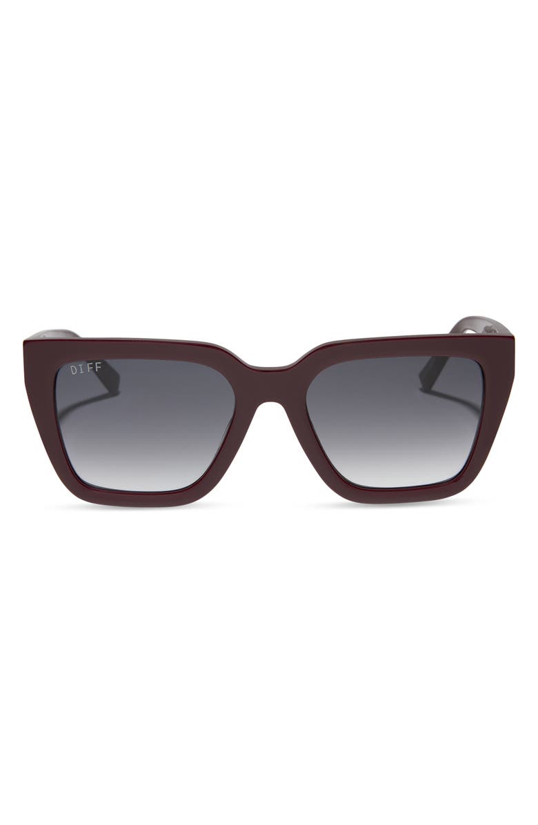 DIFF Amara 54mm Square Sunglasses, Main, color, Dark Cherry/ Grey Gradient