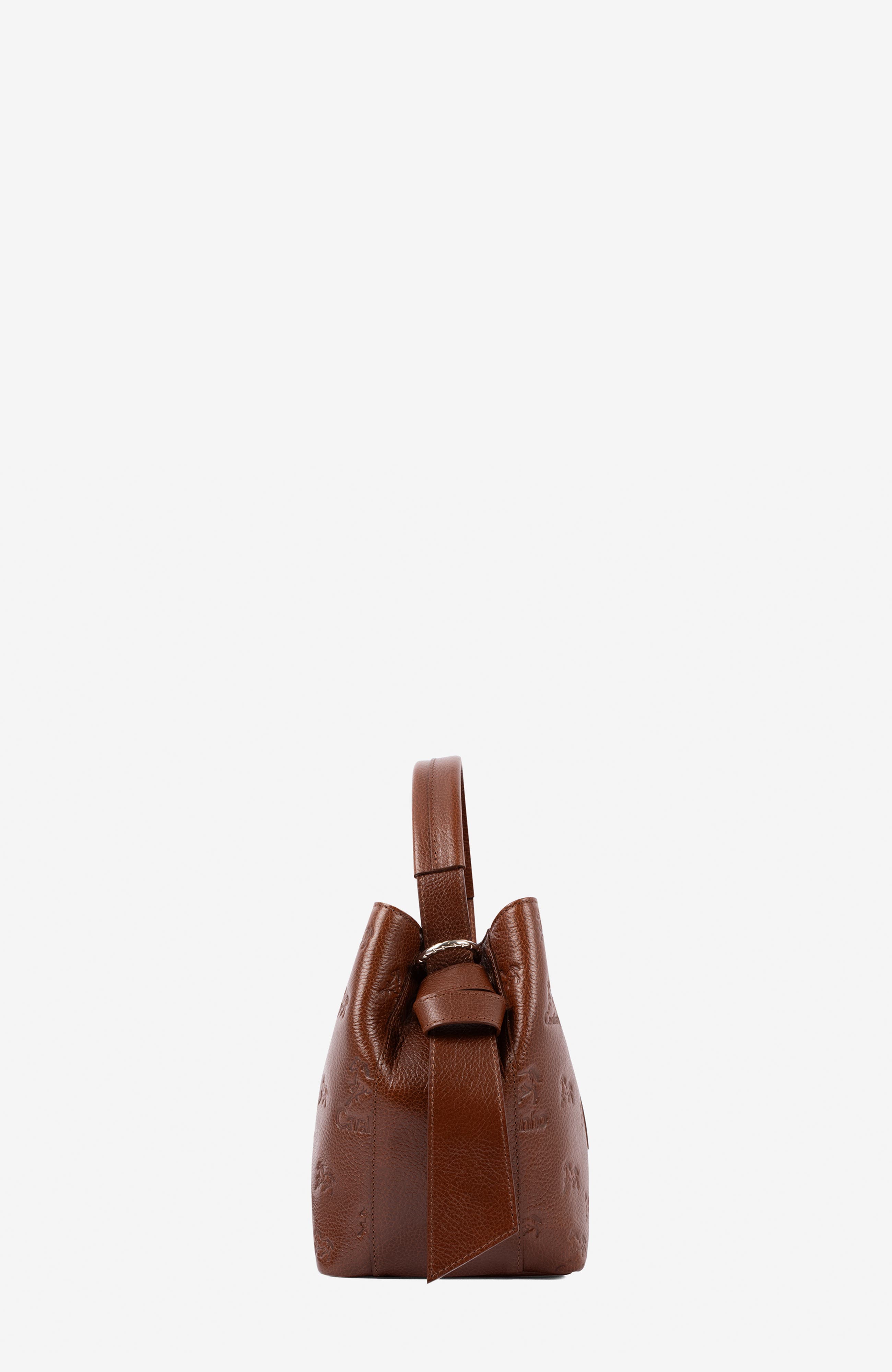 Cavalo Lusitano 591 Embossed Leather Bucket Bag, Alternate, color, Camel Brown