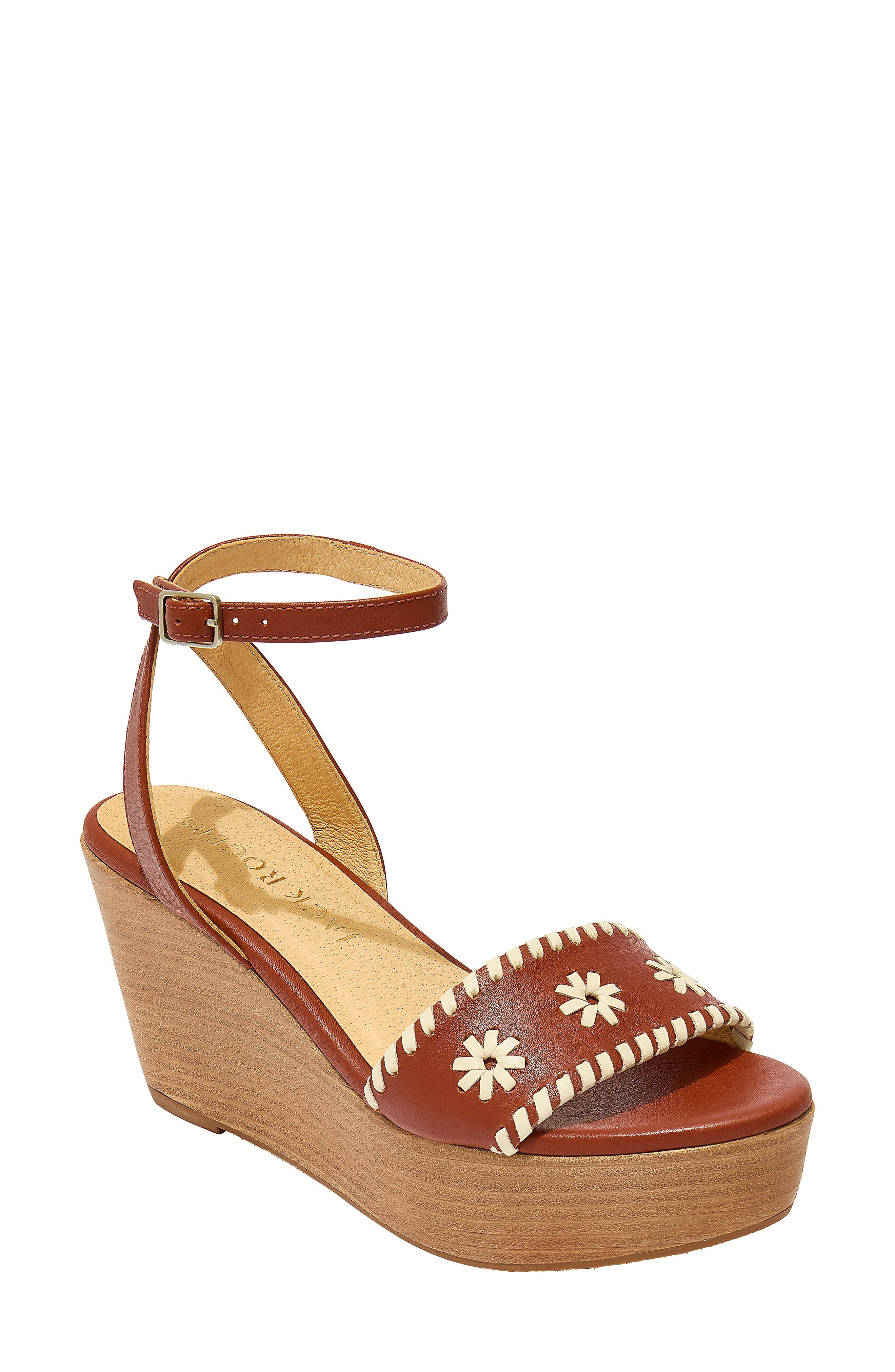 Ferry Stacked Platform Wedge Sandal, Main, color, LUGGAGE/ IVORY