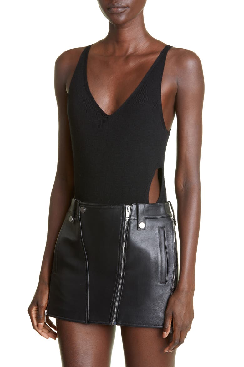 Lock Slit Layered Merino Wool Sweater, Alternate, color, BLACK/ BLACK