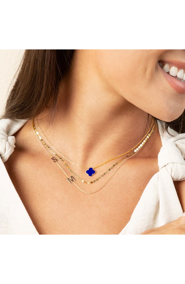 The Lovery Fine Jewelry Small Lapis Single Clover Necklace, Alternate, color, Lapis
