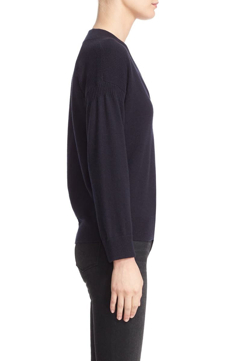 Burberry Brit Check Print Cuff V-Neck Cashmere Blend Sweater, Alternate, color, 