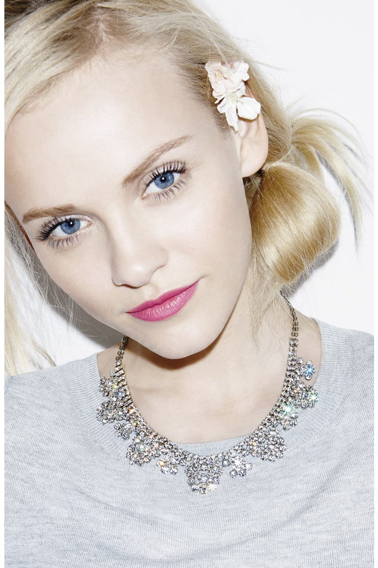 Scalloped Collar Necklace, Alternate, color, SILVER/ CLEAR