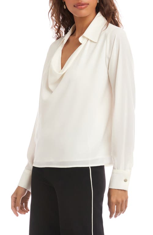 Karen Kane Collared Cowl Neck Top In White