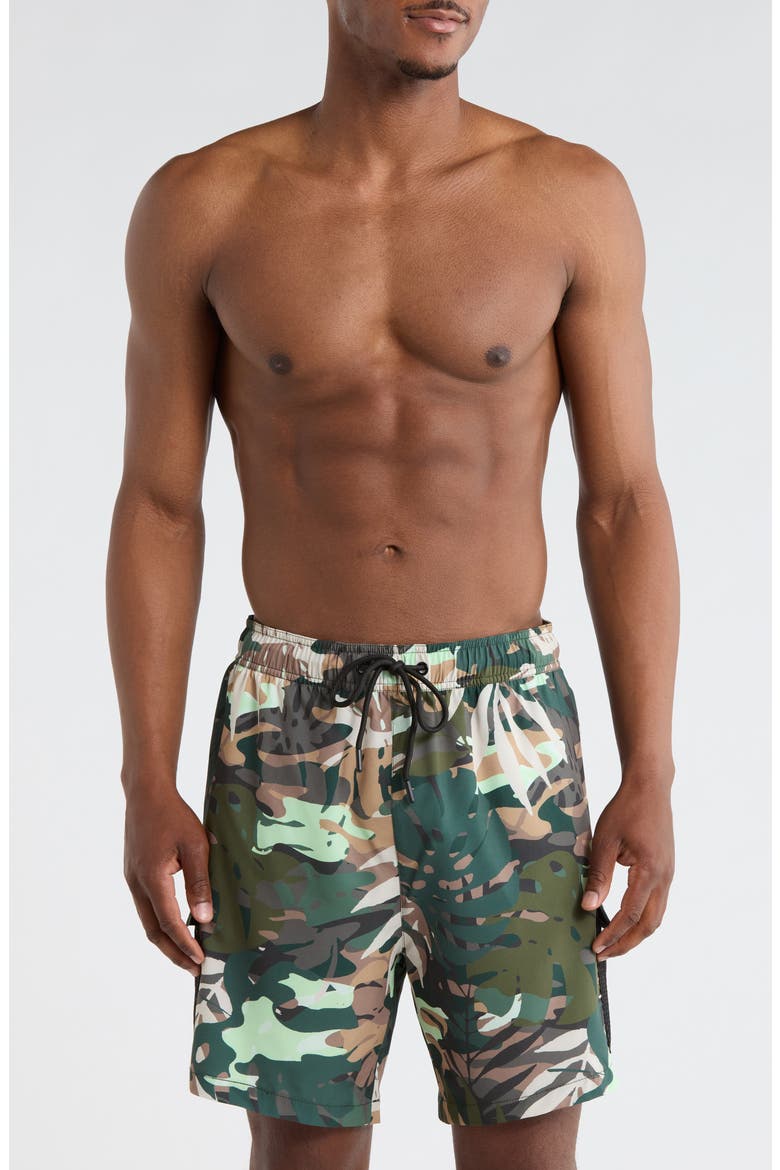 Mesh Pocket Swim Trunks, Main, color, GREEN MULTI