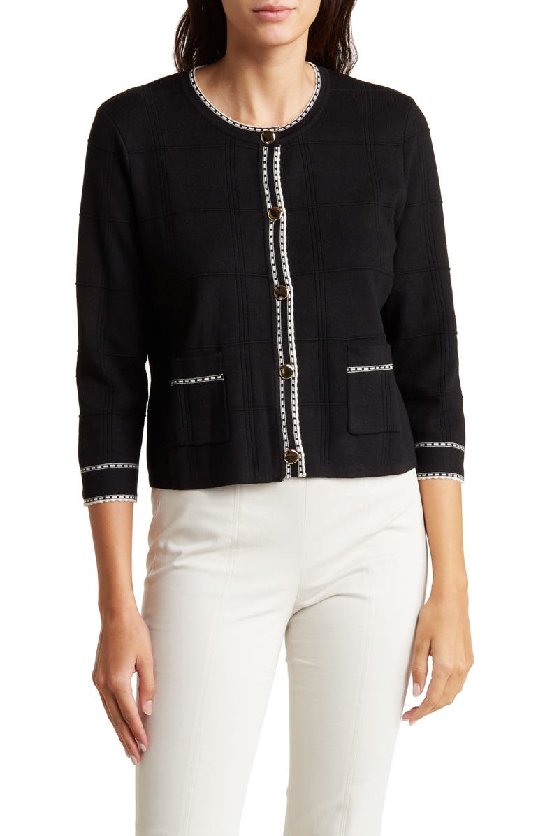 Adrianna Papell Tipped Button Front Cardigan, Main, color,
