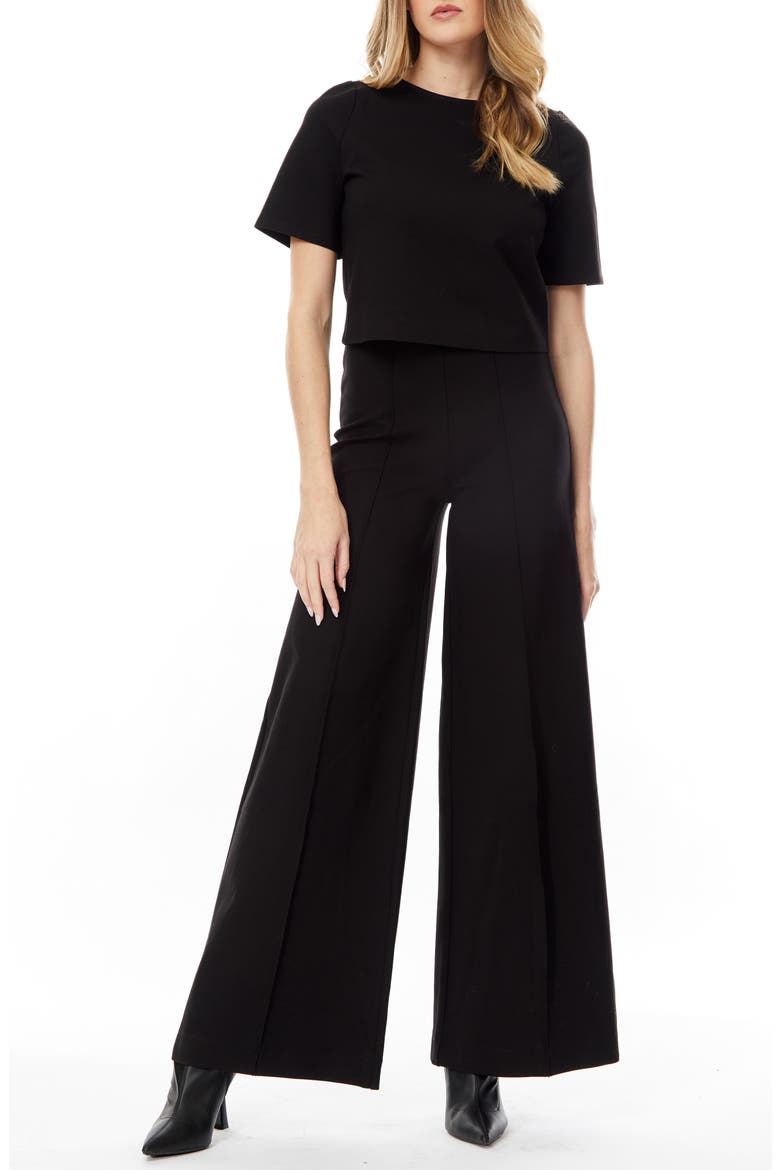Juliette Short Sleeve Ponte T-Shirt, Alternate, color, BLACK