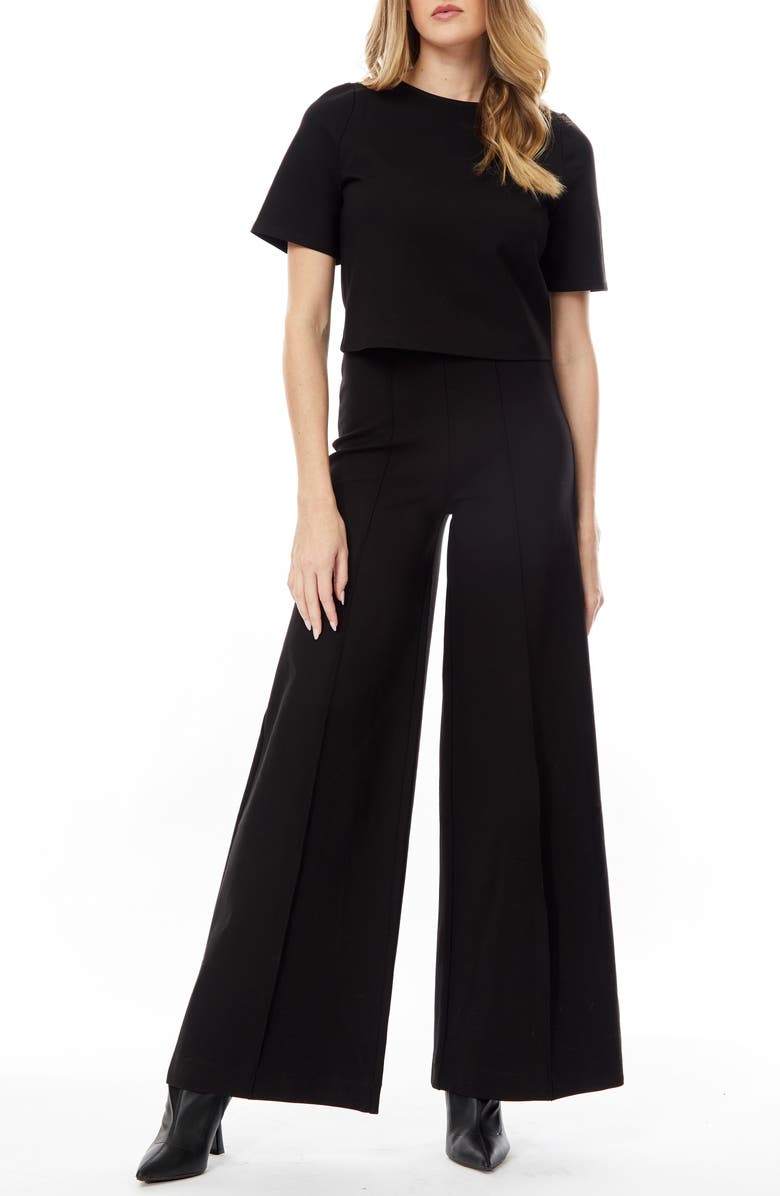 BY DESIGN Juliette Short Sleeve Ponte T-Shirt, Alternate, color, Black