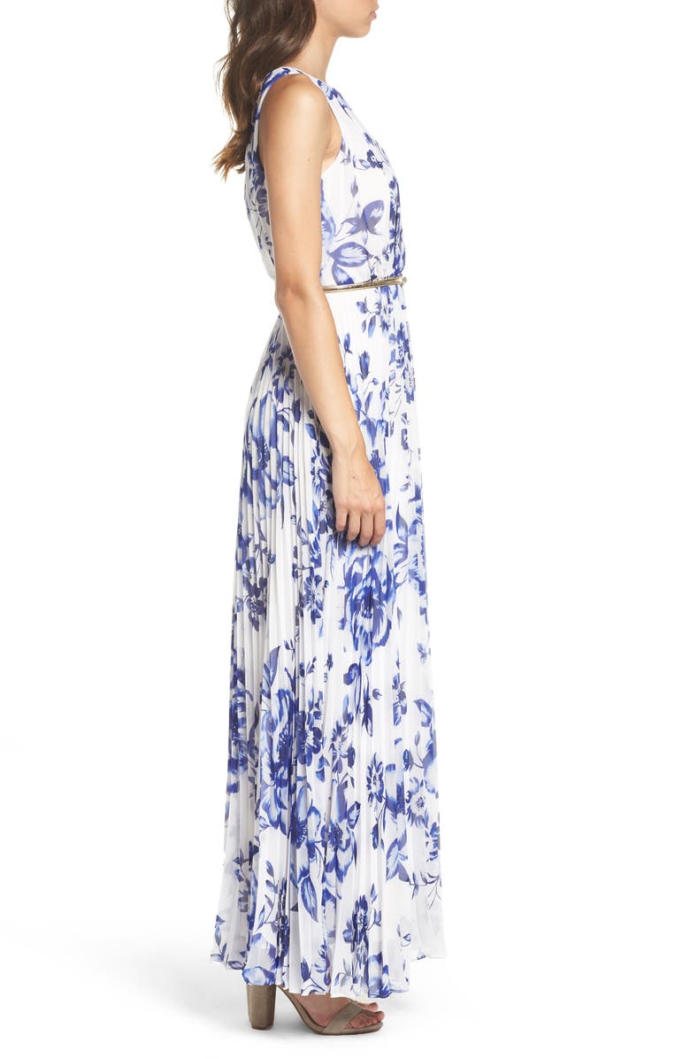 Eliza J Pleated Floral Chiffon Maxi Dress | Nordstrom