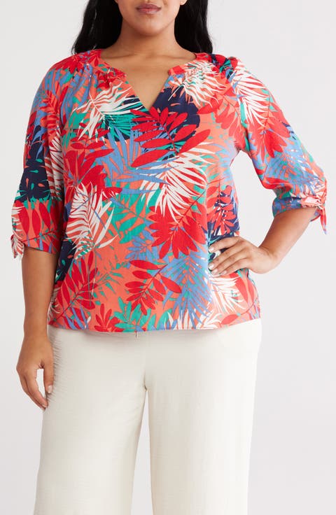 Print Raglan Sleeve Top (Plus)