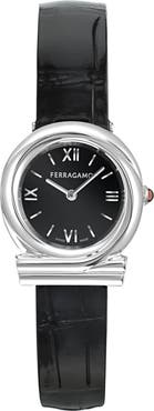 FERRAGAMO Gancini Twisted Leather Strap Watch, 28mm