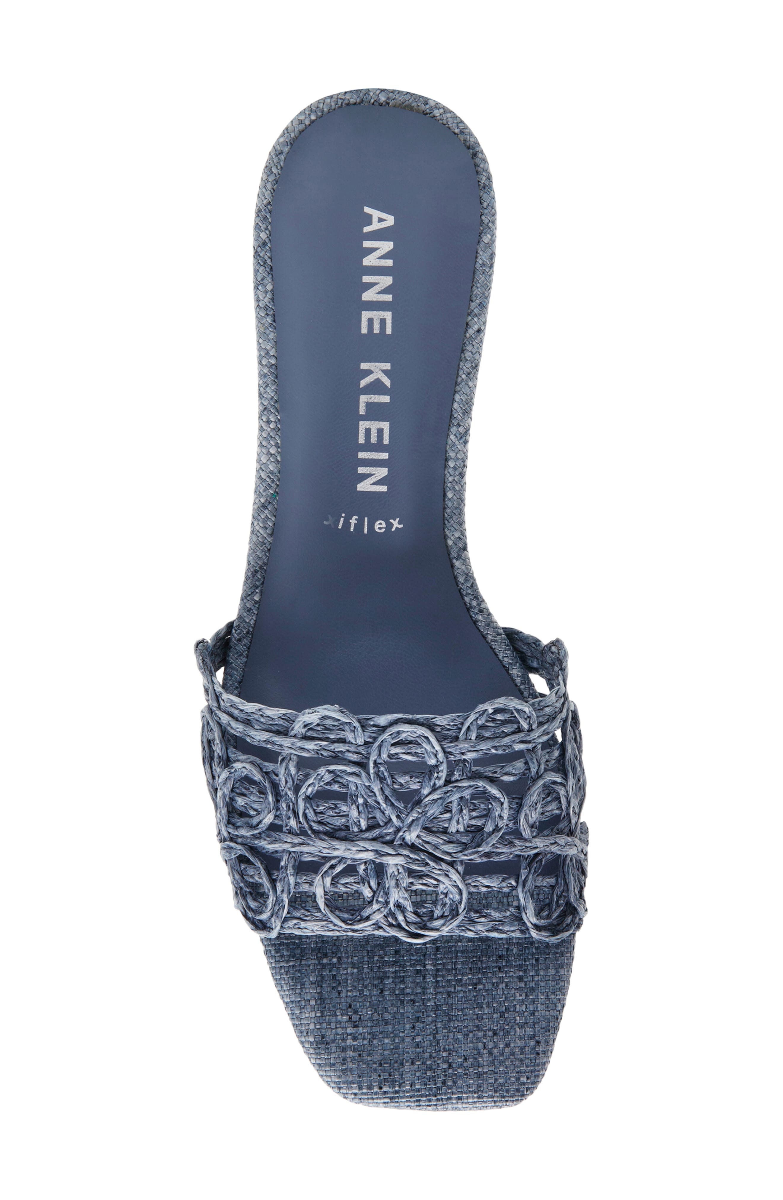 Anne Klein Flores Slide Sandal, Alternate, color, Blue Raffia