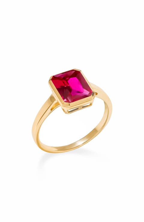 Gold Plated Emerald Cut Black Onyx Ring