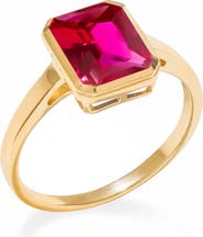 YS GEMS Gold Plated Emerald Cut Gemstone Ring
