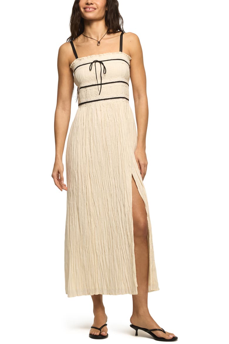 Contrast Piped Maxi Dress, Main, color, CREAM