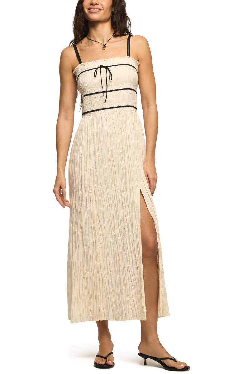 Lucky Brand Contrast Piped Maxi Dress, Main, color, Cream