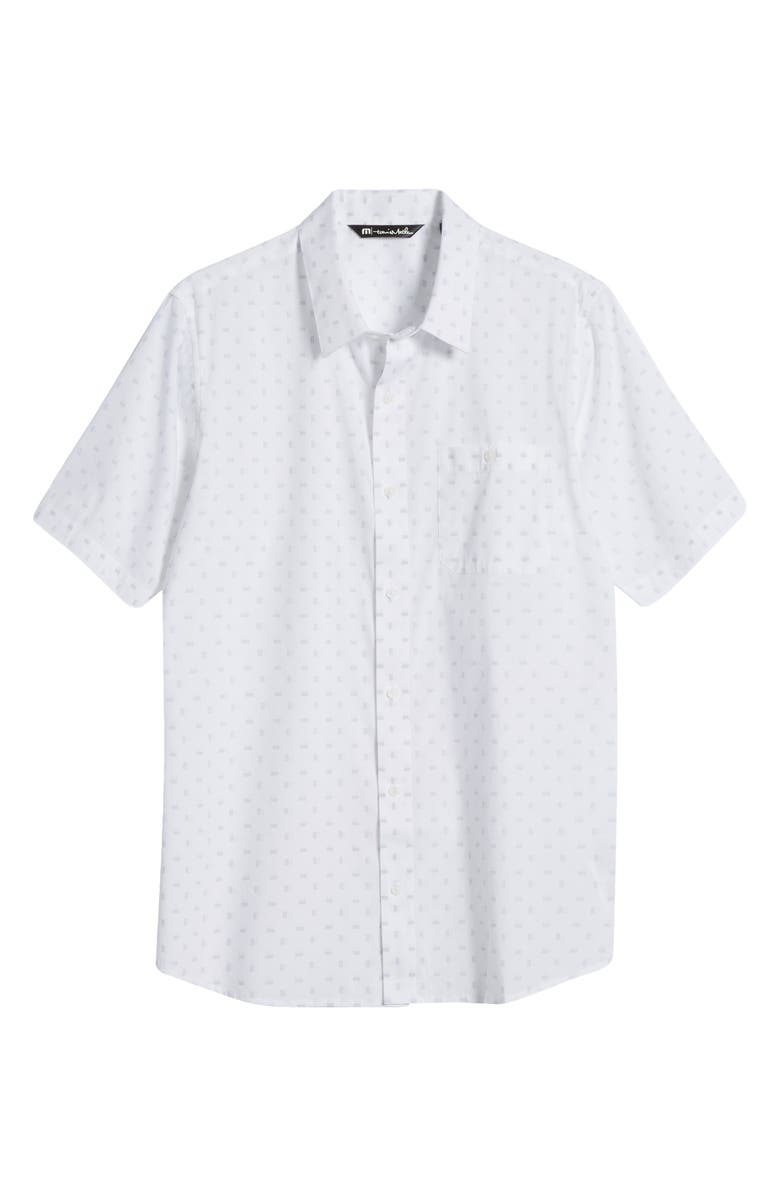 TravisMathew Perspective Slim Fit Short Sleeve Button-Up Shirt, Alternate, color, White