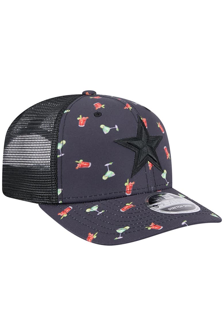 Men's New Era  Navy/Black Dallas Cowboys Adventure Drinks Pattern 9SEVENTY Stretch-Snap Hat, Alternate, color, Navy