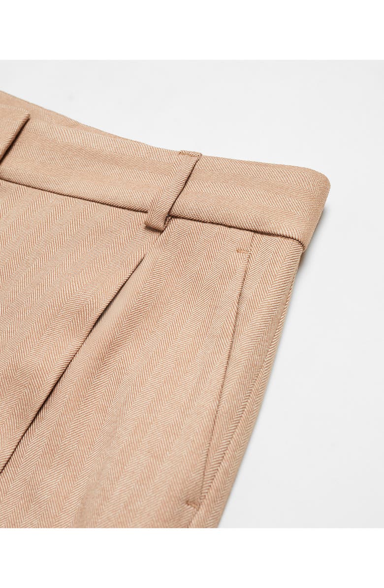 MANGO Herringbone Pleated Wide Leg Pants, Alternate, color, 